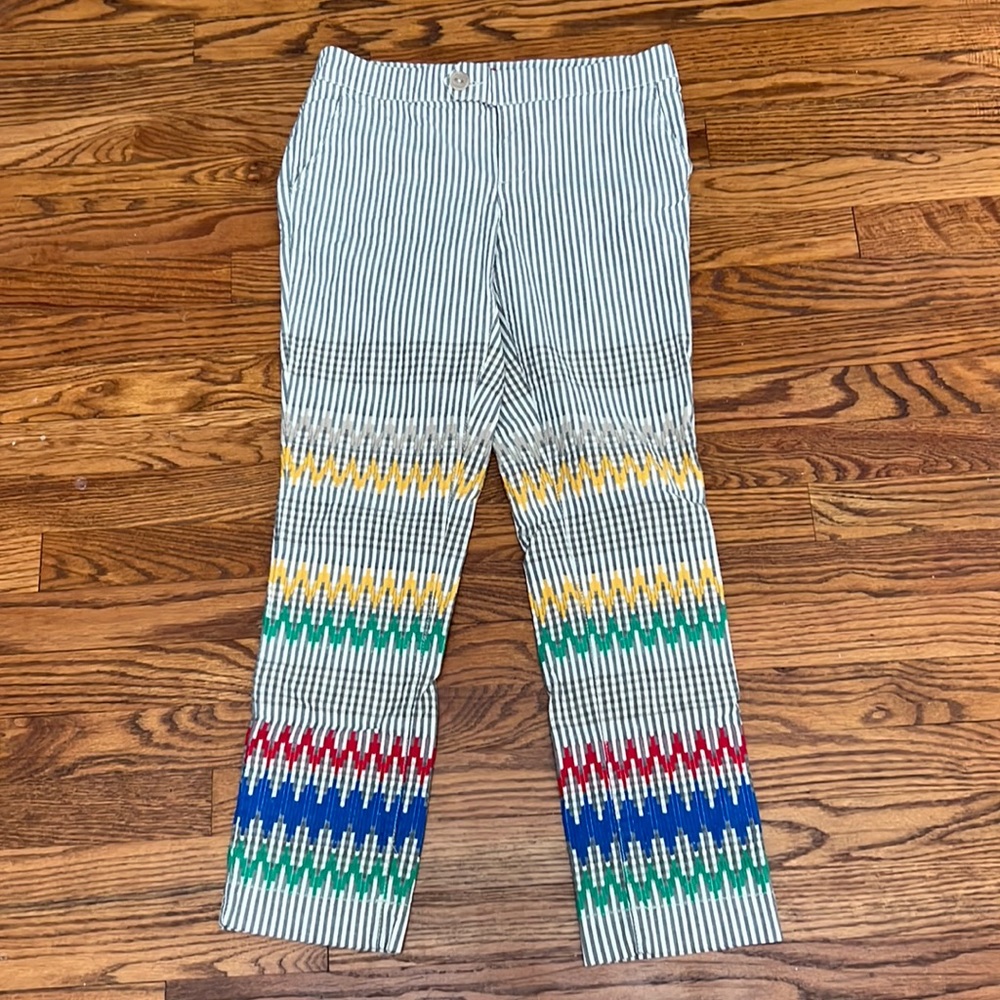 SOLD Anthropologie Charlie Trousers in Gray and White Pinstripe